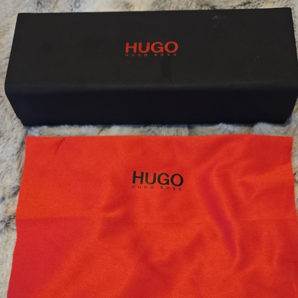 Hugo Boss Black Eyeglass Case Only with Vibrant Red Eyeglass Cleaning Cloth